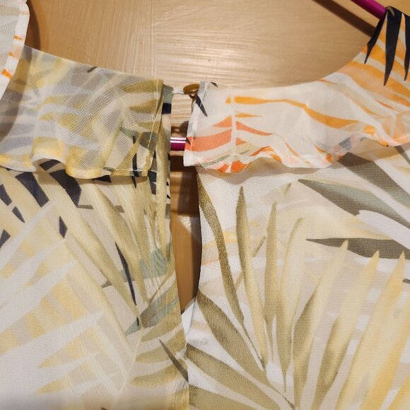 Lane Bryant Women's Size 20 Tropical Print Ruffle Maxi Dress Elastic Waist - Picture 8 of 11